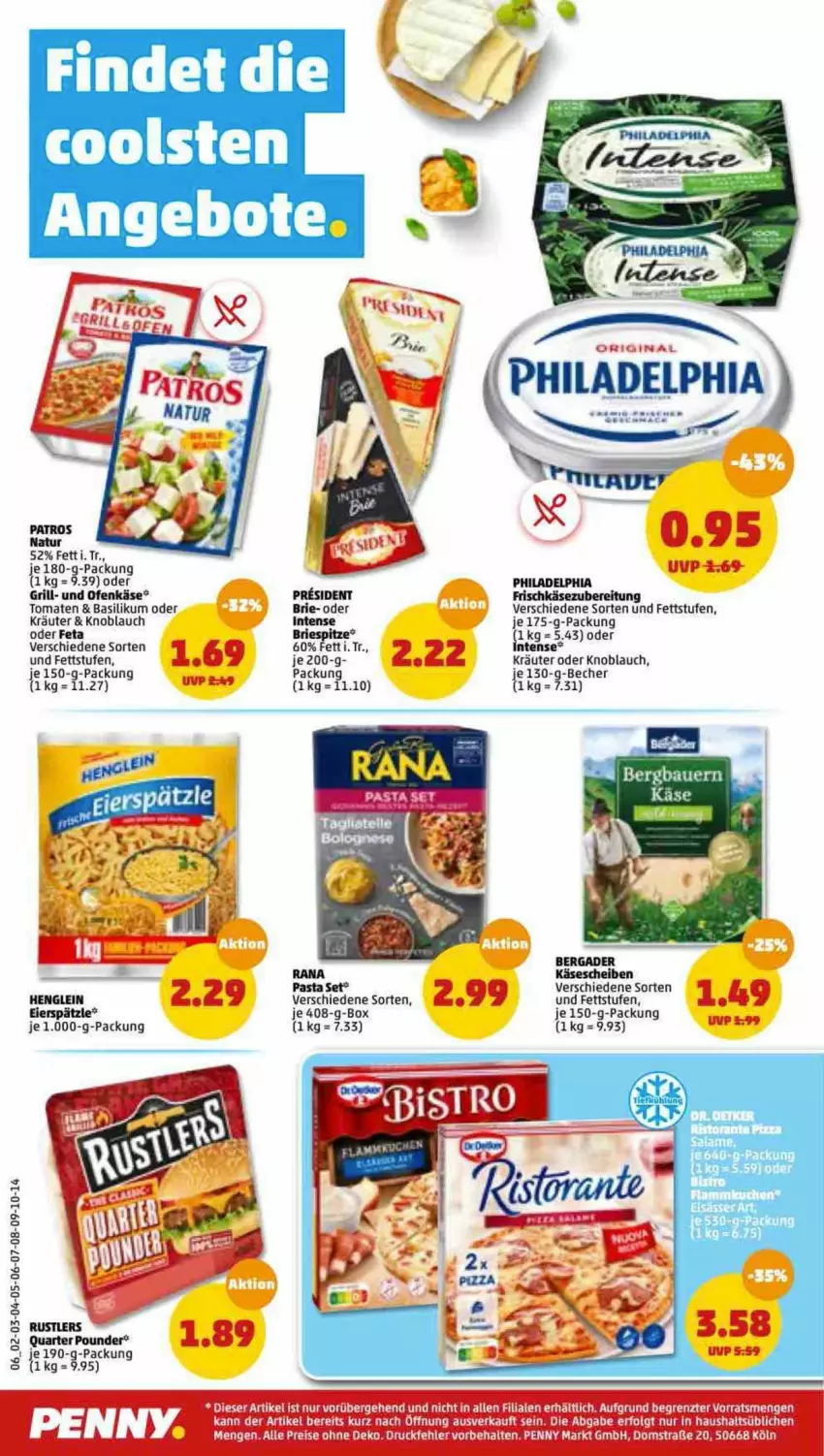 Aktueller Prospekt Penny - Prospekte - von 06.06 bis 11.06.2022 - strona 6 - produkty: auer, basilikum, Bau, Bauer, Becher, brie, eier, eierspätzle, eis, feta, frischkäse, frischkäsezubereitung, grill, henglein, Jura, Käse, knoblauch, kräuter, LG, oder kräuter, Ofen, Ofenkäse, pasta, philadelphia, Rana, reis, Ti, tomate, tomaten, ZTE