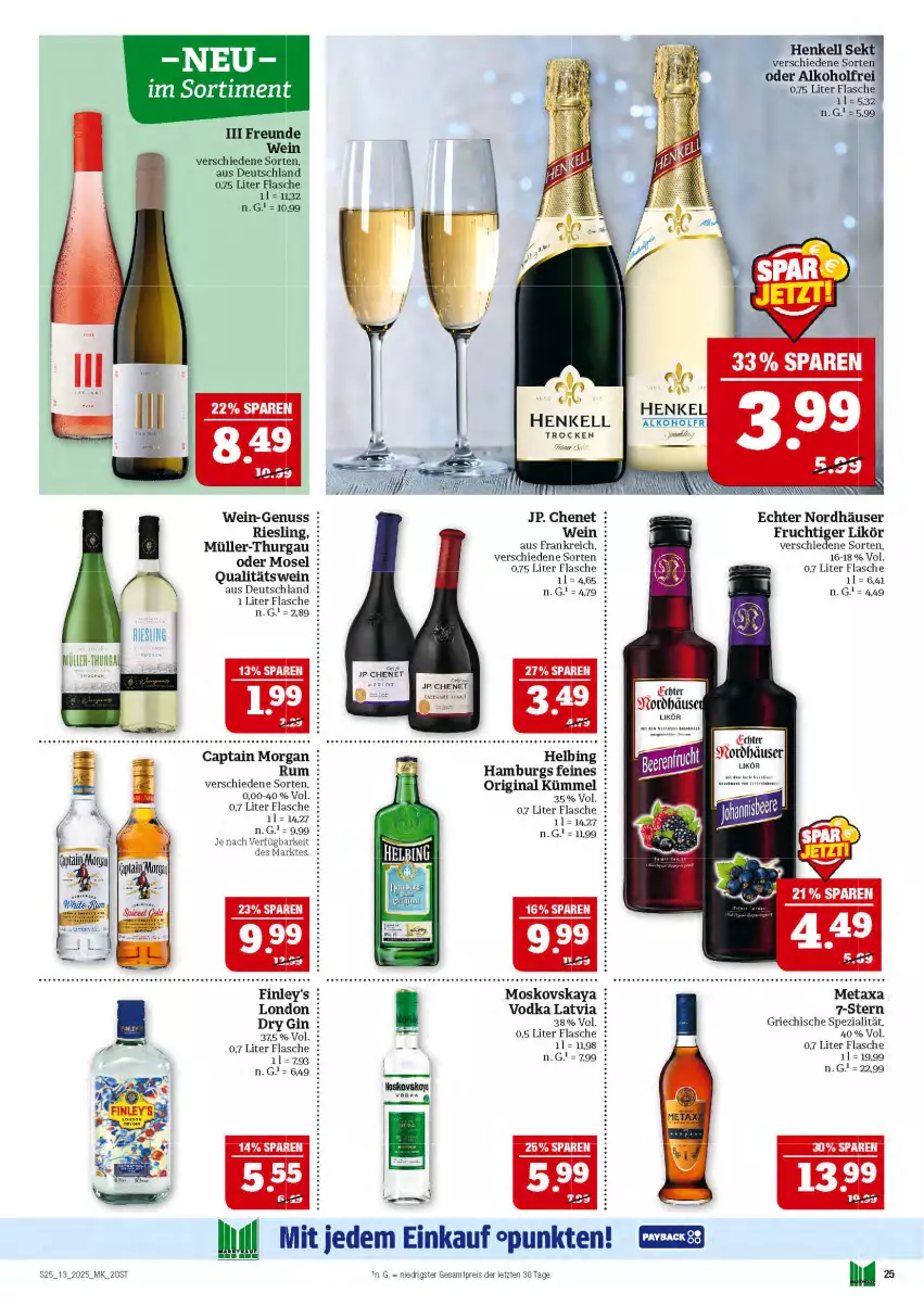 Aktueller Prospekt Marktkauf - Prospekt - von 23.03 bis 29.03.2025 - strona 25 - produkty: alkohol, Cap, captain morgan, dry gin, eis, flasche, frucht, gin, henkel, henkell, likör, merl, Metaxa, moskovskaya, Müller, Müller-Thurgau, nuss, qualitätswein, reis, riesling, rum, Spezi, tee, Ti, vodka, wein, ZTE