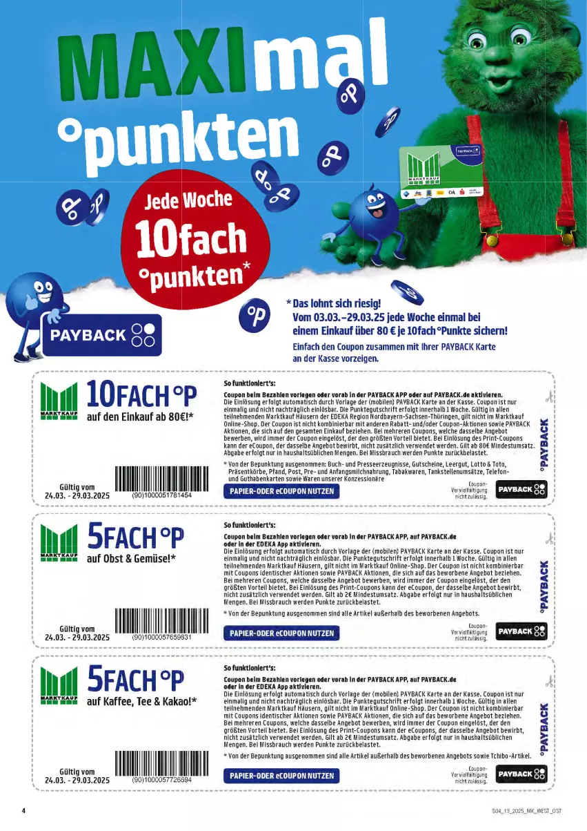 Aktueller Prospekt Marktkauf - Prospekt - von 23.03 bis 29.03.2025 - strona 4 - produkty: angebot, auto, buch, coupon, coupons, deka, elle, erde, guthabenkarte, gutschein, gutscheine, kaffee, kakao, LG, milch, obst, papier, payback, Rauch, ring, rwe, sac, Tchibo, tee, telefon, Ti, tisch, Yo