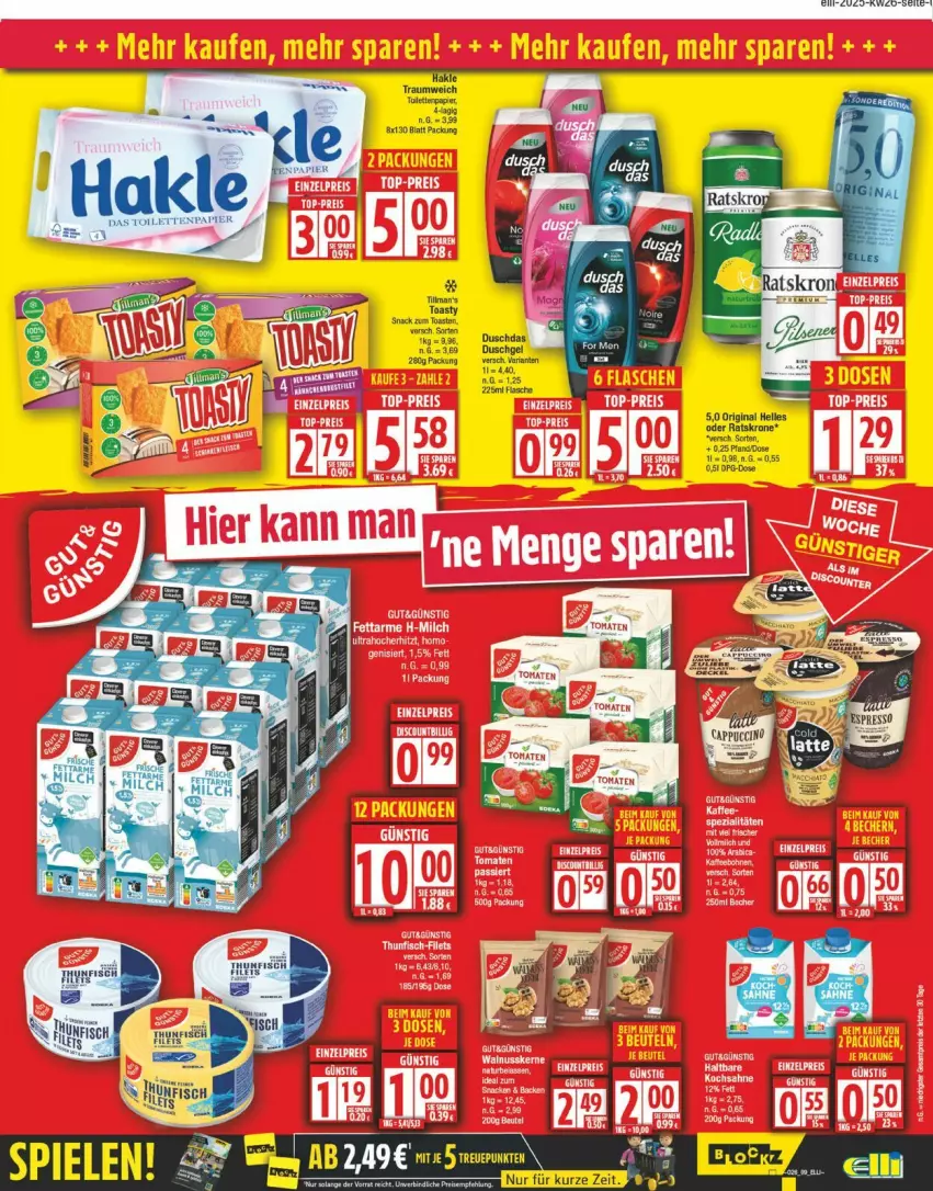 Aktueller Prospekt Edeka - Prospekte - von 23.06 bis 28.06.2025 - strona 9 - produkty: elle, gin, hakle, krone, papier, toilettenpapier