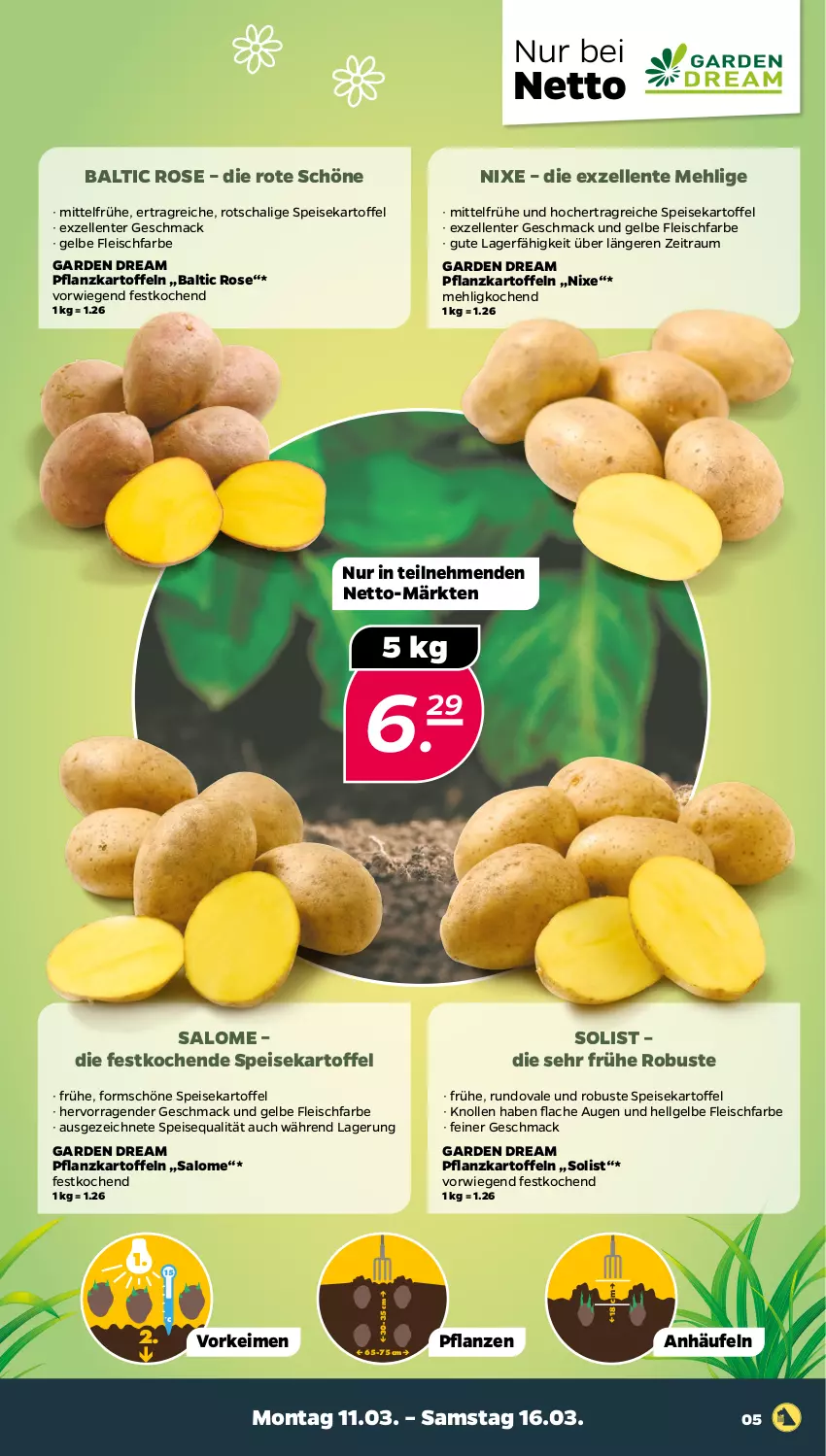 Aktueller Prospekt Netto - Woche 11 - von 11.03 bis 16.03.2024 - strona 5 - produkty: eis, elle, ente, fleisch, kartoffel, kartoffeln, LG, mac, mehl, pflanze, pflanzen, Pflanzkartoffeln, Schal, Ti