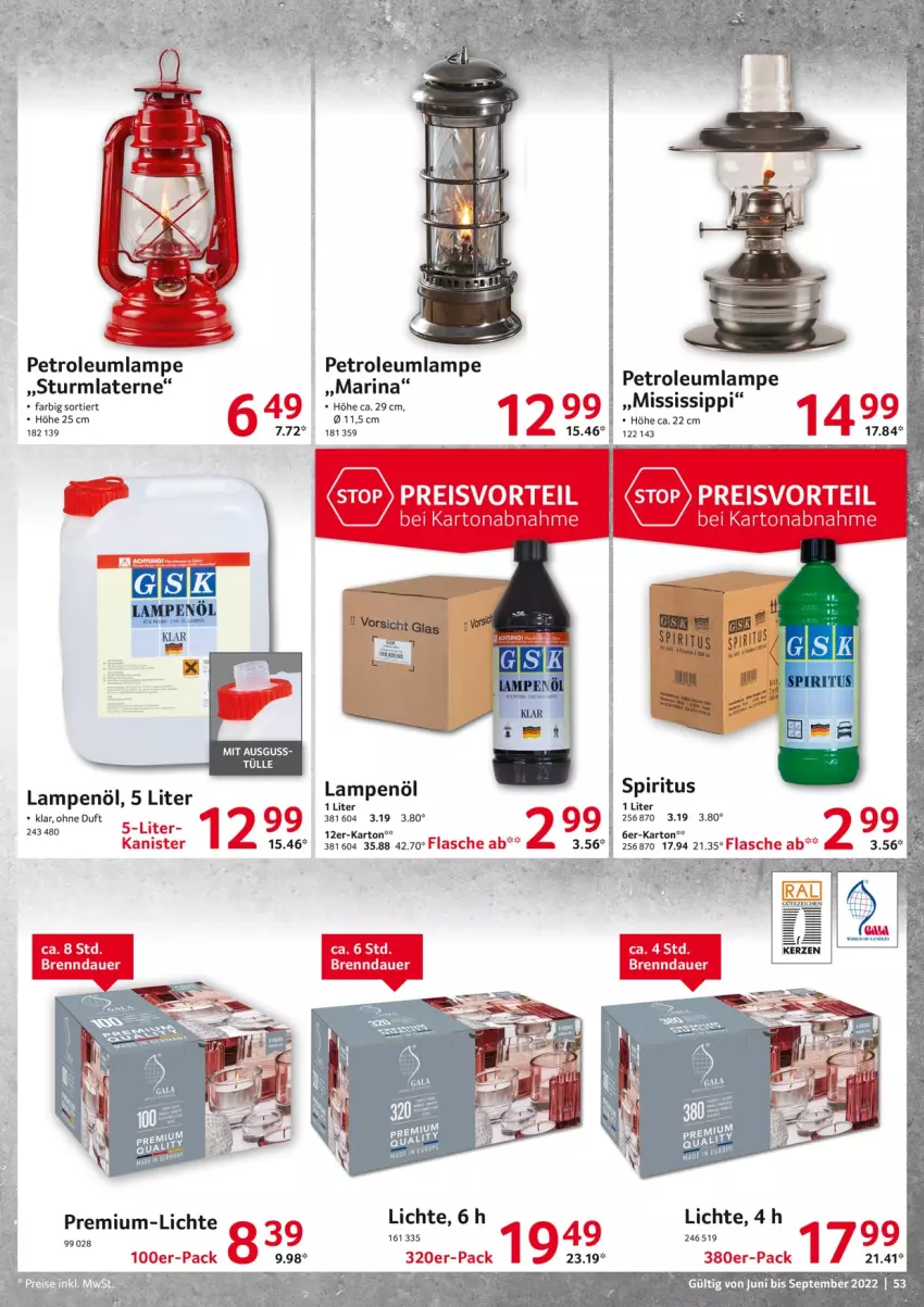 Aktueller Prospekt Selgros - Gastronomie - von 01.06 bis 30.09.2022 - strona 53 - produkty: eis, erde, flasche, Lampe, laterne, reis, spiritus, Ti