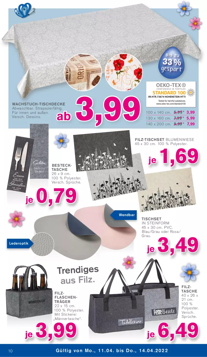 Aktueller Prospekt Kodi - Prospekte - von 09.04 bis 14.04.2022 - strona 10 - produkty: besteck, blume, blumen, decke, flasche, Tasche, Ti, tisch, tischdecke, Tischset, tuc, wachstuch