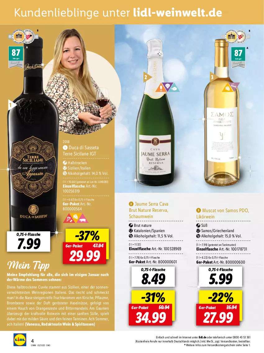 Aktueller Prospekt Lidl - Beste Weine für jeden Anlass - von 01.01 bis 31.01.2022 - strona 4 - produkty: alkohol, beere, brombeere, brut, Cava, cuvée, eis, flasche, frucht, gutschein, kirsch, kirsche, kraft, LG, likör, mandel, mandeln, muscat, natur, ndk, orange, orangen, pflaume, rotwein, rwe, spirituosen, telefon, Ti, wein