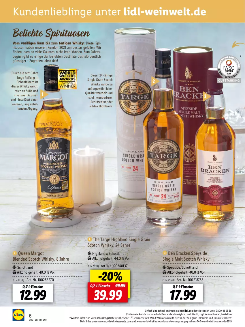 Aktueller Prospekt Lidl - Beste Weine für jeden Anlass - von 01.01 bis 31.01.2022 - strona 6 - produkty: alkohol, blended scotch, blended scotch whisky, flasche, gin, gutschein, LG, ndk, reifen, rum, schott, scotch, scotch whisky, single malt, spirituosen, telefon, Ti, wein, whisky, Wild