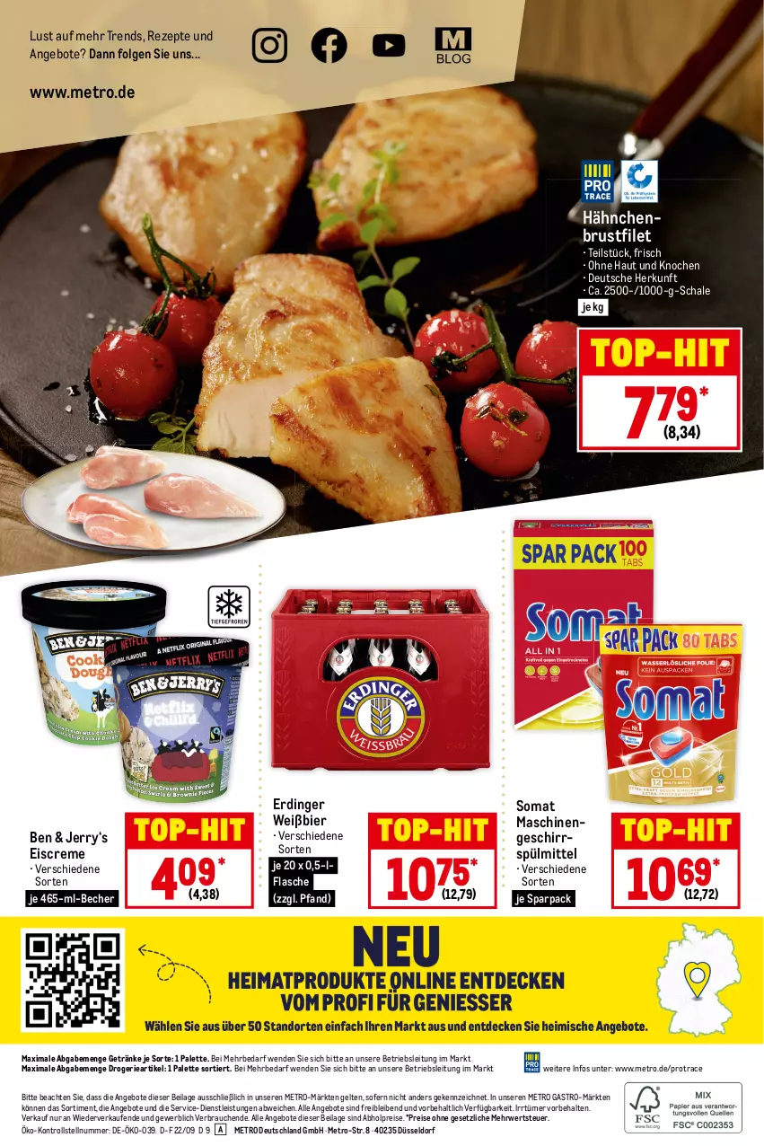 Aktueller Prospekt Metro - Food - von 22.09 bis 28.09.2022 - strona 16 - produkty: abholpreise, angebot, angebote, Becher, bier, brustfilet, creme, eis, eiscreme, erdinger, filet, flasche, geschirr, geschirrspülmittel, getränk, getränke, hähnchenbrust, hähnchenbrustfilet, ilag, LG, Metro, metro gastro, Palette, Rauch, reis, rezept, rezepte, rwe, Schal, Schale, somat, spülmittel, Ti, top-hit