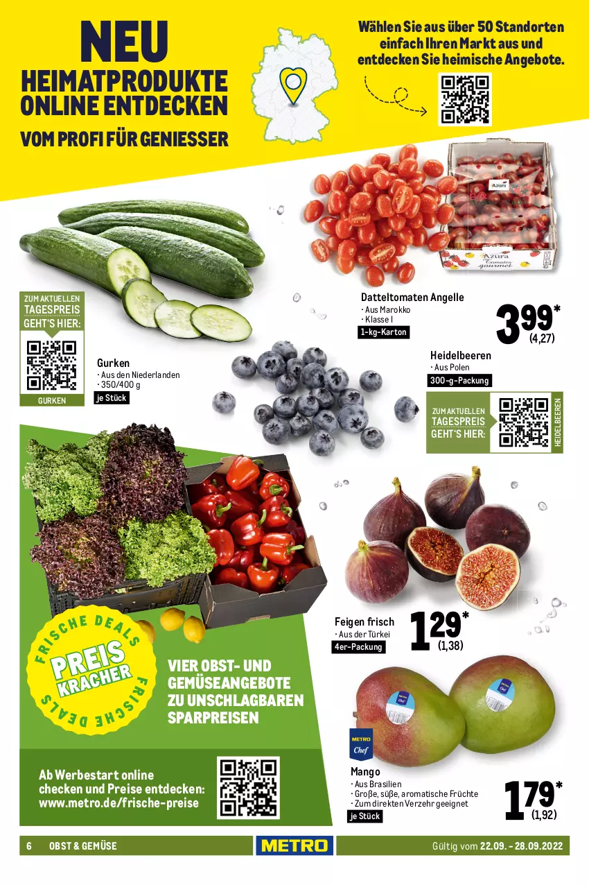 Aktueller Prospekt Metro - Food - von 22.09 bis 28.09.2022 - strona 6 - produkty: almighur, almighurt, angebot, angebote, Becher, beere, beeren, beutel, bio, curry, datteltomaten, decke, ehrmann, ehrmann almighurt, eier, eis, elle, Feigen, feinkost, feta, fol epi, frischkäse, frucht, früchte, fruchtjoghurt, gurke, gurken, haltbare milch, heidelbeere, heidelbeeren, joghur, joghurt, Käse, kerrygold, mac, mango, meica, Metro, milch, mozzarella, nuss, obst, parmigiano, parmigiano reggiano, Pecorino, reggiano, reis, rel, schnittkäse, Ti, tisch, tomate, tomaten, top-hit, und gemüse, weihenstephan, ziegenkäse