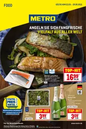 Gazetka promocyjna Metro - Food - Gazetka - ważna od 28.09 do 28.09.2022 - strona 1 - produkty: aqua, filet, flasche, getränk, getränke, kräuter, lachs, lachsfilet, Metro, mumm, Palette, perlen, rwe, salat, sekt, Ti, top-hit, wein, Wild