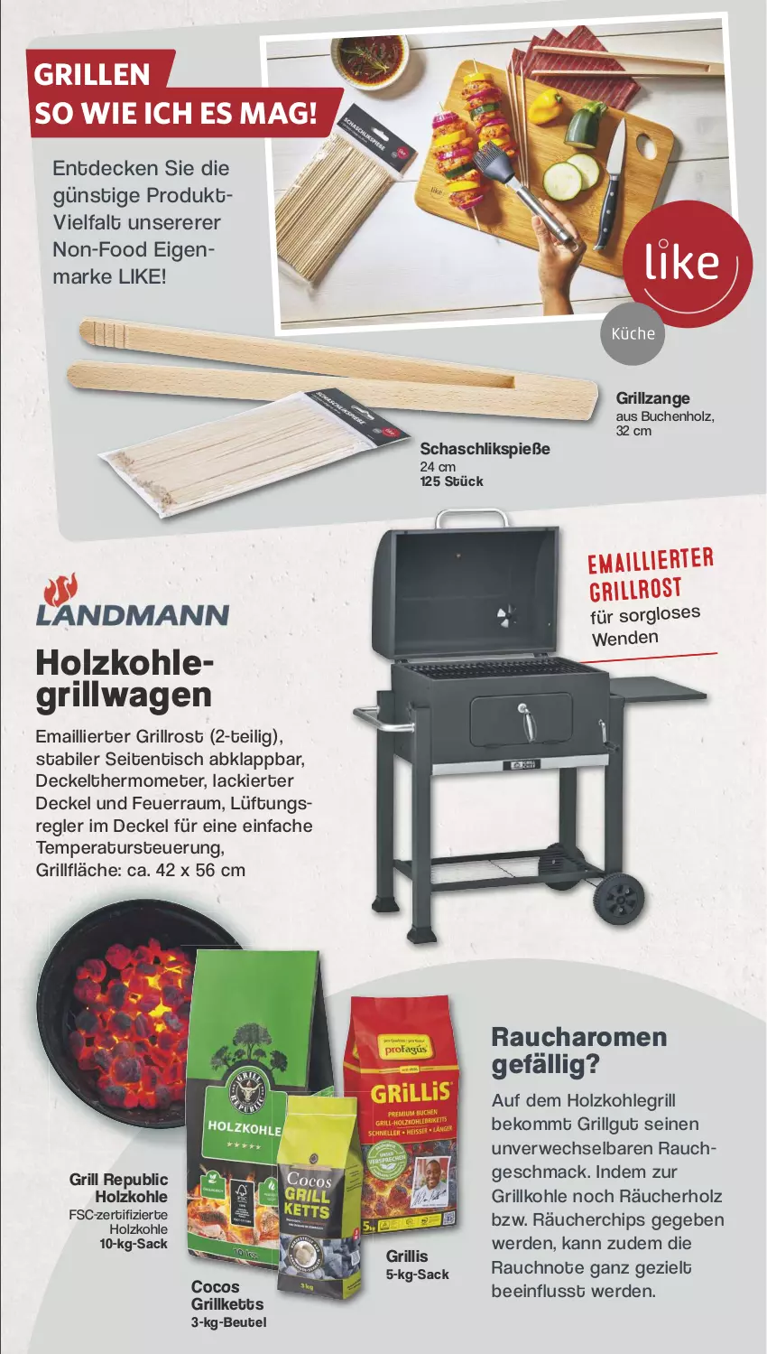 Aktueller Prospekt Famila - Prospekte - von 29.04 bis 04.05.2024 - strona 5 - produkty: beko, beutel, buch, chips, cocos, decke, Deckel, erde, grill, grillfläche, Grillkohle, grillrost, grillzange, Holz, holzkohle, holzkohlegrill, Kohlegrill, lack, LG, mac, Rauch, rwe, sac, thermometer, Ti, tisch