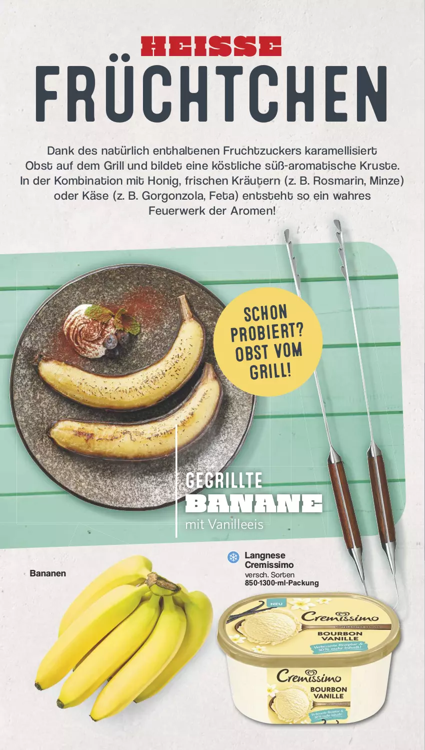 Aktueller Prospekt Famila - Prospekte - von 29.04 bis 04.05.2024 - strona 6 - produkty: banane, bananen, bier, cremissimo, eis, feta, frucht, gorgonzola, grill, honig, karamell, Käse, kräuter, kräutern, langnese, langnese cremissimo, minze, obst, rosmarin, rwe, sim, Ti, tisch, vanille, zucker