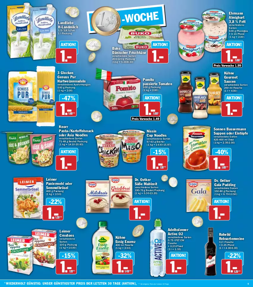 Aktueller Prospekt Aez - Prospekte - von 30.12.2025 bis 04.01.2026 - strona 5 - produkty: adelholzener, almighur, almighurt, Becher, beutel, Buko, croutons, Dr. Oetker, ehrmann, ehrmann almighurt, eimer, eintöpfe, eis, essig, flasche, frischkäse, hartweizen, Holz, kartoffel, Käse, knorr, knorr pasta, Kühne, landliebe, landmilch, leimer, mehl, milch, Nissin, nudel, nudeln, nuss, Paniermehl, pasta, pomito, pudding, rebsortenweine, reis, sauce, saucen, Semmel, Semmelbrösel, snack, suppe, suppen, Ti, tomate, tomaten, wein, weine, Wild, ZTE