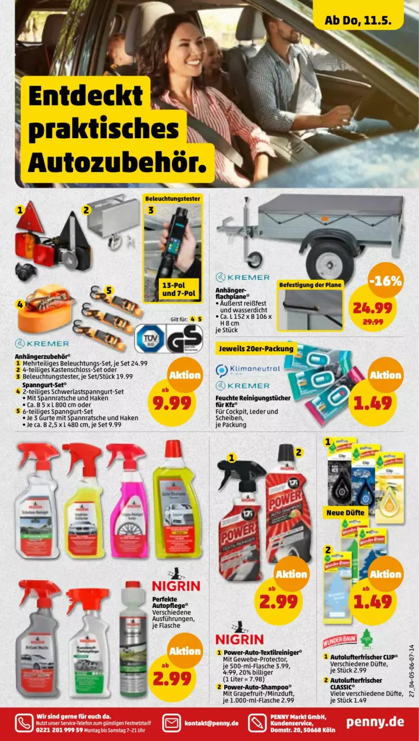 Aktueller Prospekt Penny - Prospekte - von 08.05 bis 13.05.2023 - strona 29 - produkty: Anhänger, auto, Autozubehör, beleuchtung, flasche, grapefruit, HP, je 500-ml-flasche, lufterfrischer, reiniger, Reinigung, reinigungstücher, shampoo, Ti, tisch, topf, tücher, wasser