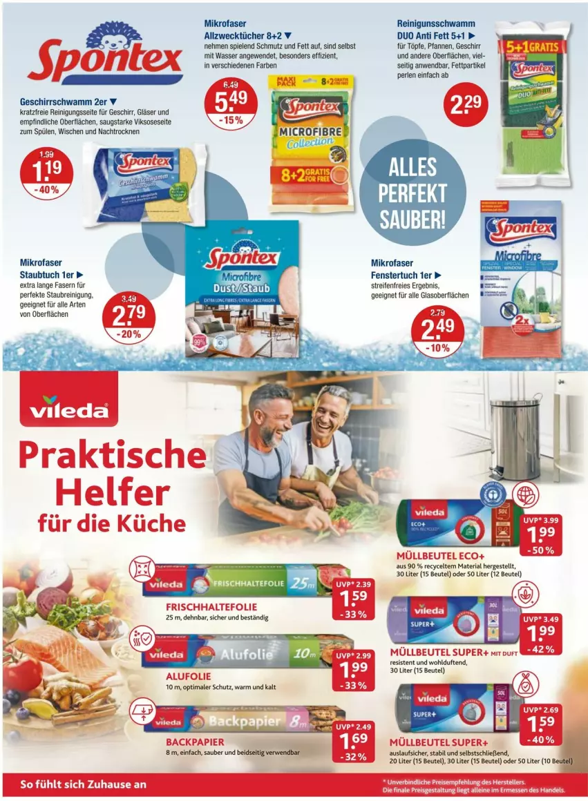 Aktueller Prospekt Vmarkt - Prospekte - von 11.04 bis 17.04.2024 - strona 16 - produkty: Allzwecktücher, beutel, Brei, fenster, geschirr, Gläser, mikrofaser, perlen, pfanne, pfannen, reifen, Reinigung, Ria, rwe, schwamm, Spiele, Spülen, Ti, tuc, tücher, wasser, weck