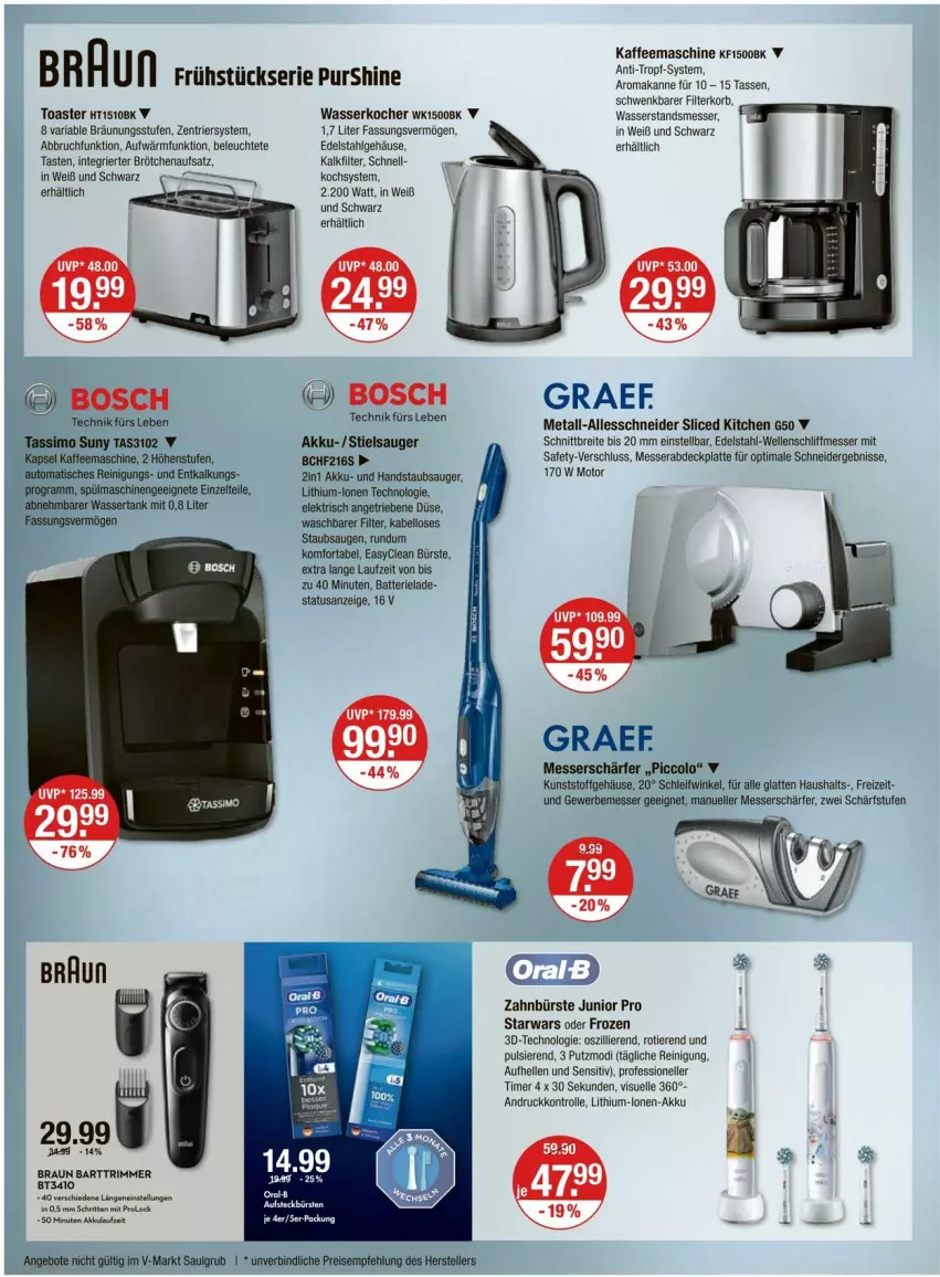 Aktueller Prospekt Vmarkt - Prospekte - von 11.04 bis 17.04.2024 - strona 18 - produkty: akku, angebot, angebote, batterie, bosch, braun, Brei, brötchen, brötchenaufsatz, bürste, edelstahl, eis, elle, handstaubsauger, kaffee, kaffeemaschine, Kocher, korb, latte, Leuchte, LG, messer, Reinigung, reis, Ria, staubsauger, Stielsauger, tasse, teller, Ti, Tiere, timer, toast, toaster, wasser, wasserkocher, zahnbürste