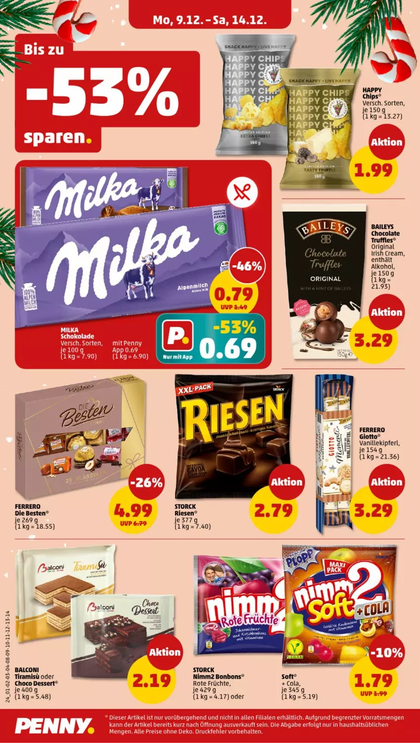 Aktueller Prospekt Penny - Prospekte - von 09.12 bis 14.12.2024 - strona 24 - produkty: Alcon, alkohol, baileys, bonbons, chips, cola, dessert, ferrero, früchte, gin, giotto, irish cream, mam, nimm2, storck, Ti, vanille