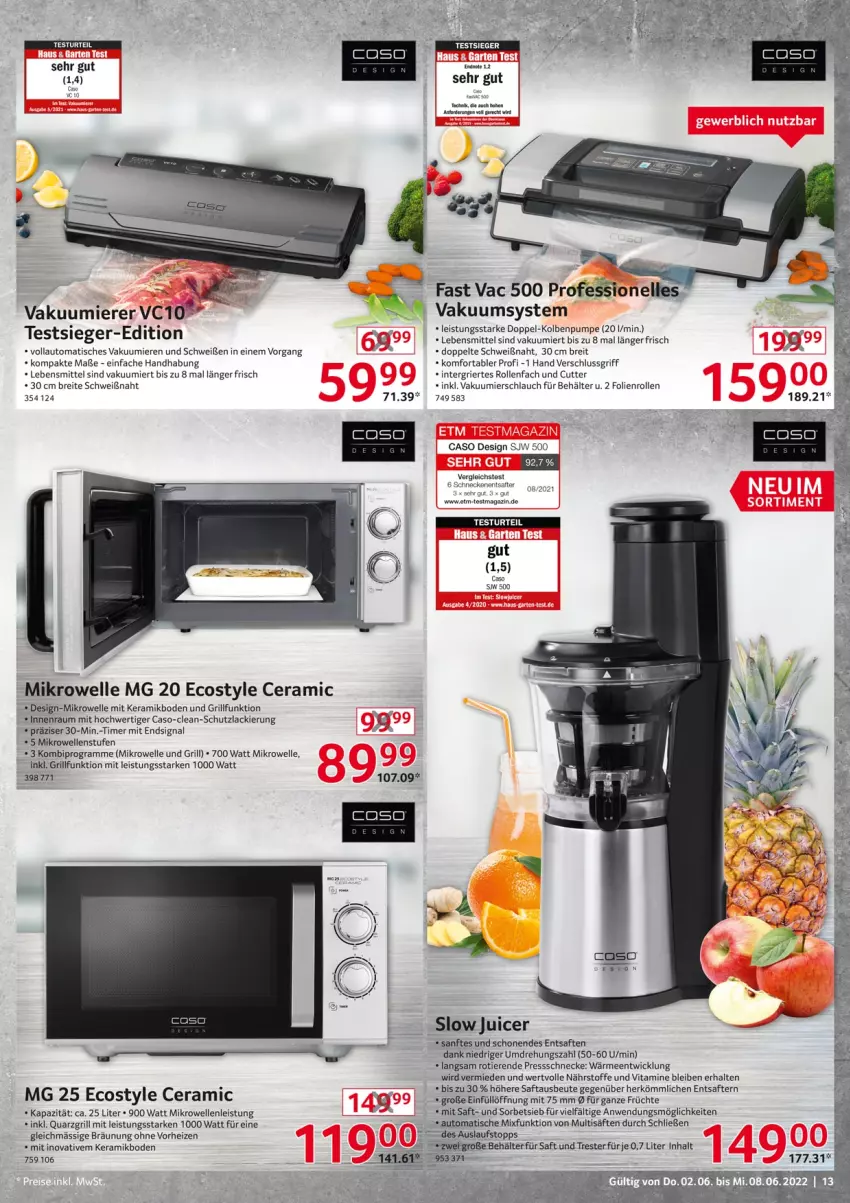 Aktueller Prospekt Selgros - Nonfood - von 02.06 bis 08.06.2022 - strona 13 - produkty: auto, Behälter, Brei, eis, elle, Entsafter, früchte, grill, lack, lebensmittel, magazin, mikrowelle, saft, säfte, schlauch, Signal, Sorbet, Ti, Tiere, timer, tisch, usb, Vakuumierer, vita, Vitamine, WICK