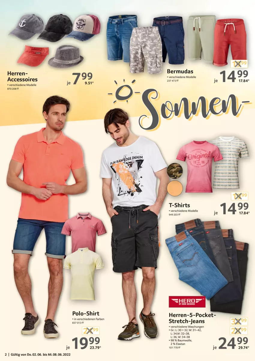 Aktueller Prospekt Selgros - Nonfood - von 02.06 bis 08.06.2022 - strona 2 - produkty: ACC, accessoires, Bau, baumwolle, bermuda, bermudas, dell, elle, jeans, Mode, Polo-Shirt, shirt, shirts, T-Shirt, Ti, wolle