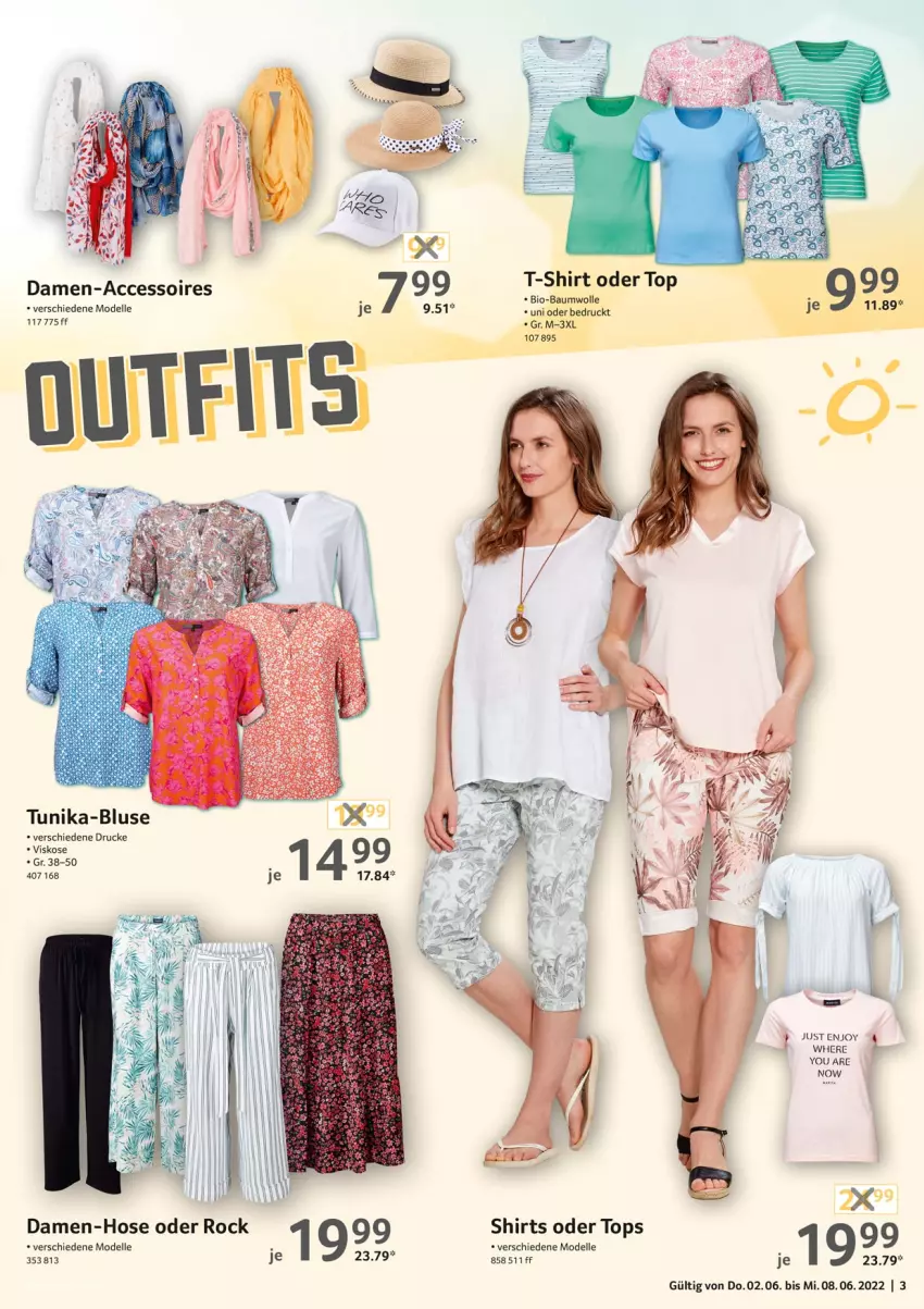 Aktueller Prospekt Selgros - Nonfood - von 02.06 bis 08.06.2022 - strona 3 - produkty: ACC, accessoires, Bau, baumwolle, bio, bio-baumwolle, bluse, damen-hose, dell, elle, hose, Mode, shirt, shirts, T-Shirt, Ti, tunika, wolle, Yo