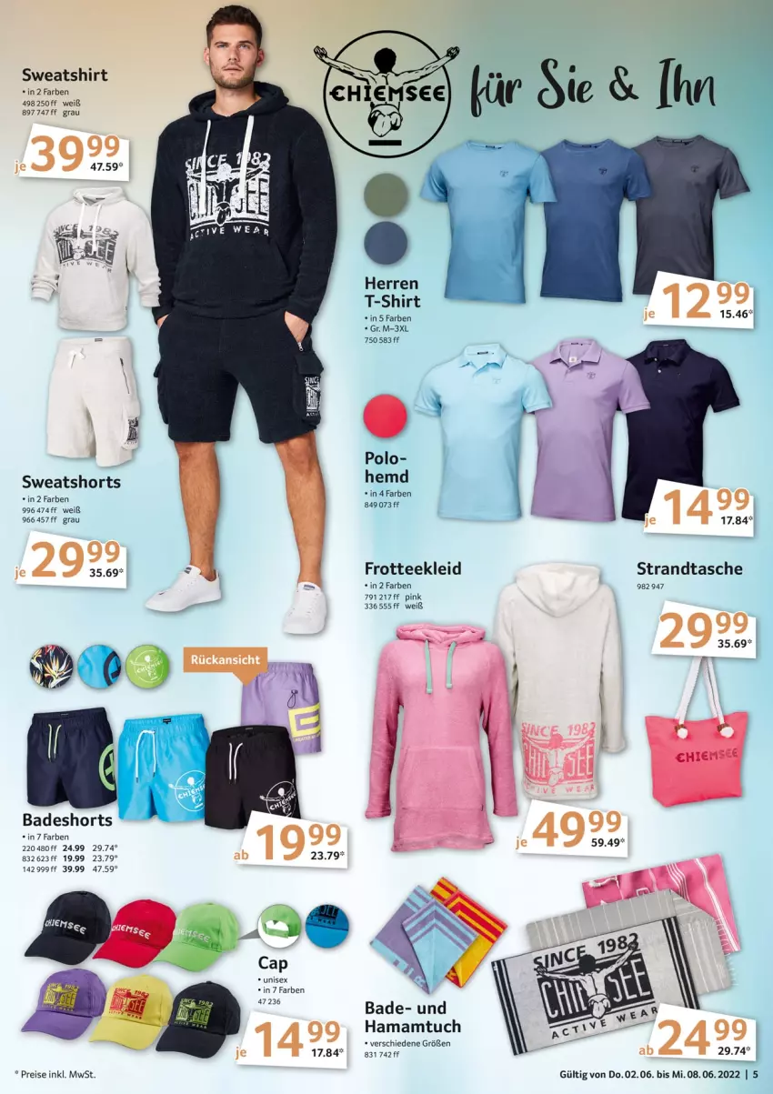 Aktueller Prospekt Selgros - Nonfood - von 02.06 bis 08.06.2022 - strona 5 - produkty: Bad, badeshorts, Cap, eis, hama, Hamamtuch, hemd, kleid, mam, reis, shirt, shorts, strandtasche, Sweatshirt, sweatshorts, T-Shirt, Tasche, tee, Ti, tuc