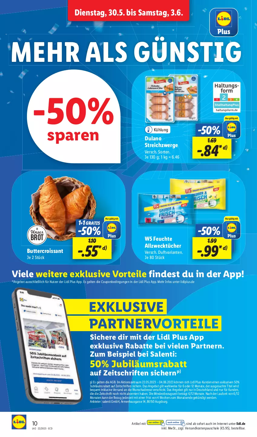 Aktueller Prospekt Lidl - Aktionsprospekt - von 30.05 bis 03.06.2023 - strona 10 - produkty: brot, Croissant, Jubiläums, ndk, Ria, Schal, Schale, Ti