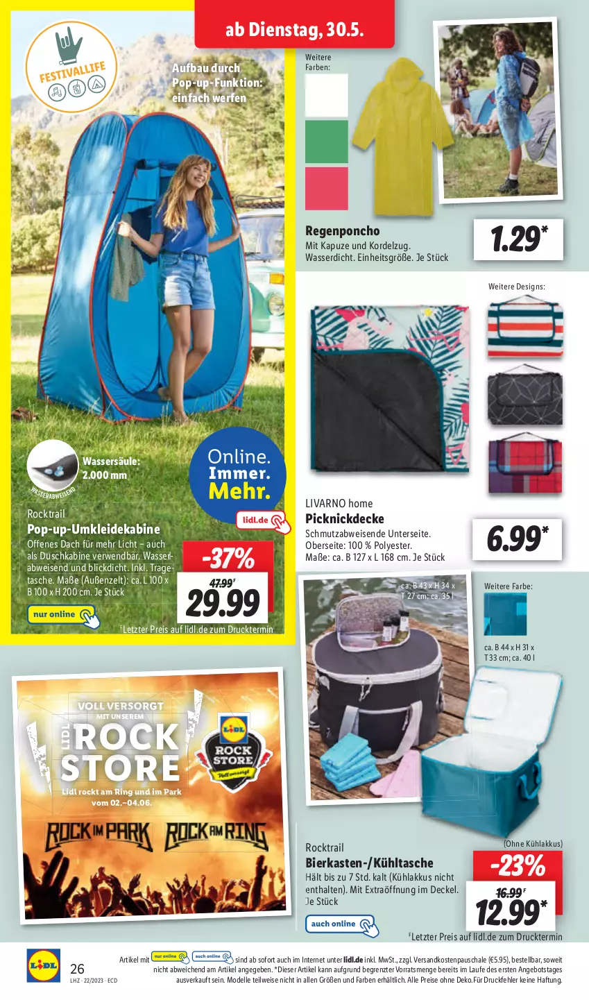 Aktueller Prospekt Lidl - Aktionsprospekt - von 30.05 bis 03.06.2023 - strona 28 - produkty: akku, angebot, Bau, bier, decke, Deckel, dell, eis, elle, Mode, ndk, reis, ring, rwe, Schal, Schale, Tasche, Ti, wasser, Zelt, ZTE