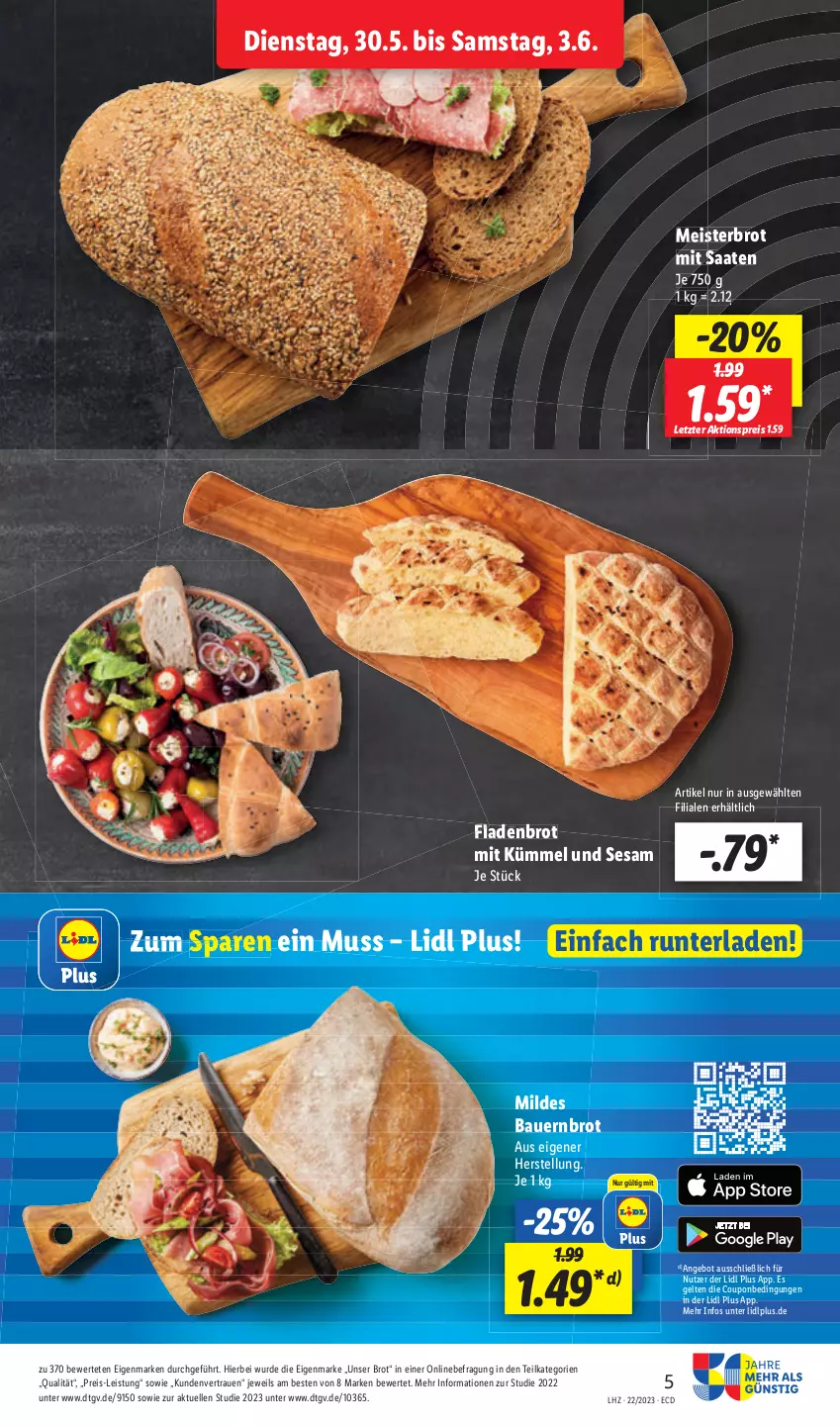 Aktueller Prospekt Lidl - Aktionsprospekt - von 30.05 bis 03.06.2023 - strona 5 - produkty: aktionspreis, auer, Bau, Bauer, brot, eis, Meister, reis, sesam, Ti, ZTE