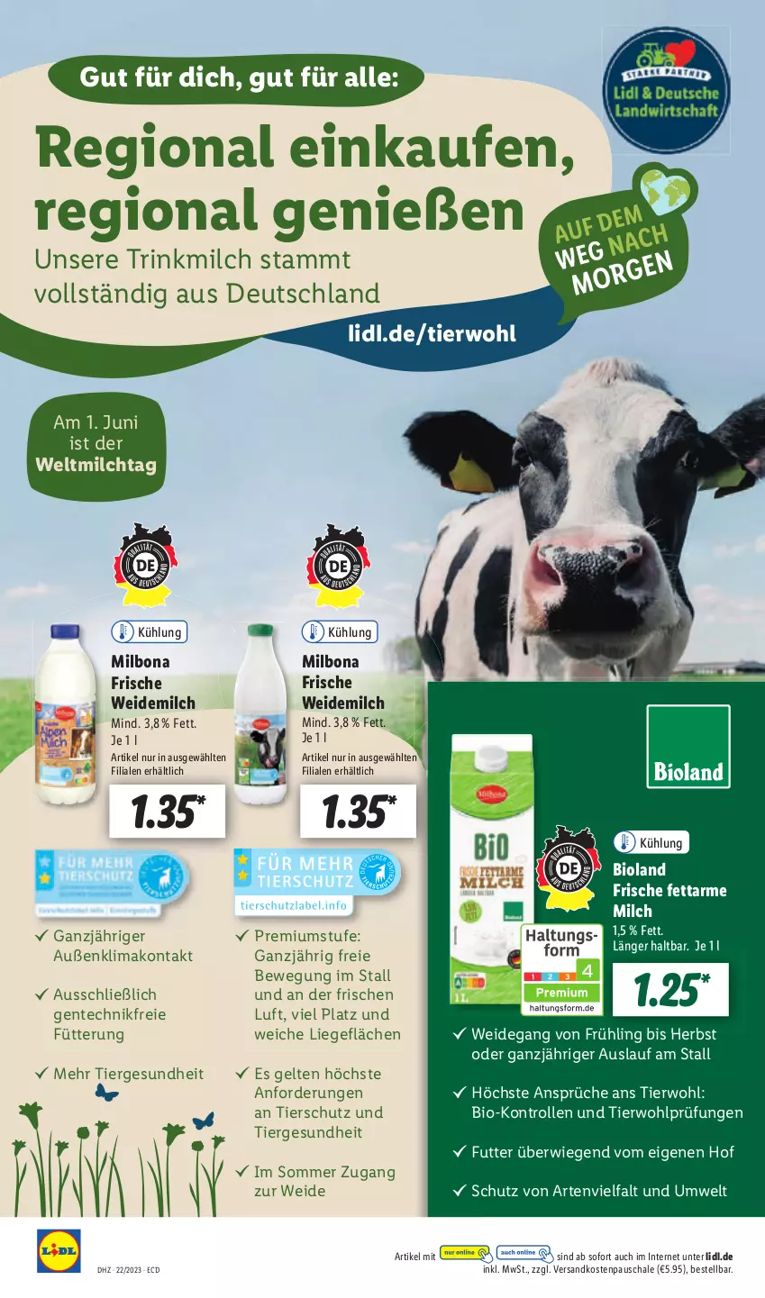 Aktueller Prospekt Lidl - Aktionsprospekt - von 30.05 bis 03.06.2023 - strona 58 - produkty: bio, bioland, Bona, ente, Gesundheit, Liege, Milbona, milch, ndk, Schal, Schale, Ti, weidemilch