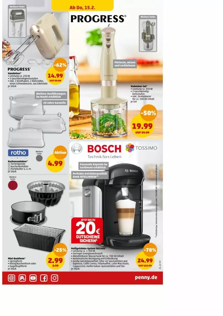 Aktueller Prospekt Penny - Prospekte - von 16.02 bis 17.02.2024 - strona 21 - produkty: Backform, Behälter, edelstahl, eis, handmixer, kuchen, leine, Mixer, ring, Schneebesen, Springform, torte, Zerkleinerer