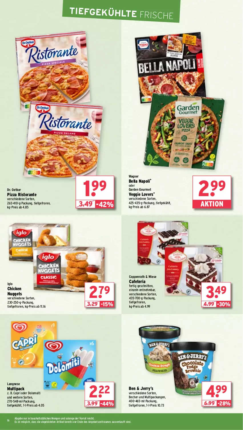 Aktueller Prospekt Wasgau - von 05.02 bis 10.02.2024 - strona 16 - produkty: angebot, Becher, Cap, chicken nuggets, coppenrath, Dr. Oetker, eis, garden gourmet, iglo, langnese, nuggets, pizza, reis, Ria, ristorante, schnitten, Ti, veggie, Veggie Love, wagner