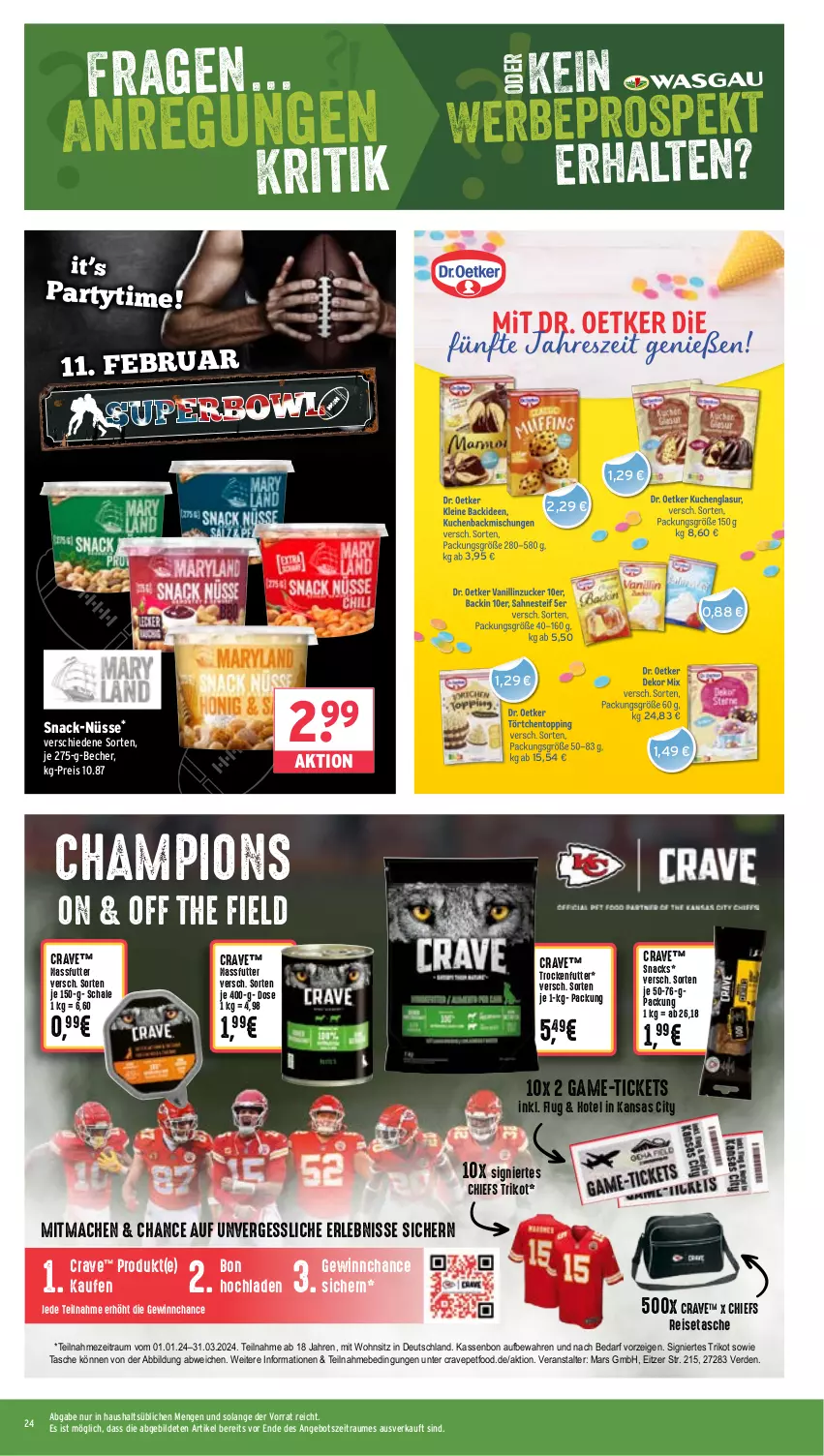 Aktueller Prospekt Wasgau - von 05.02 bis 10.02.2024 - strona 24 - produkty: angebot, Becher, champion, eis, erde, mac, mars, nassfutter, reis, reisetasche, Schal, Schale, snack, snacks, Tasche, Ti, Trikot, trockenfutter