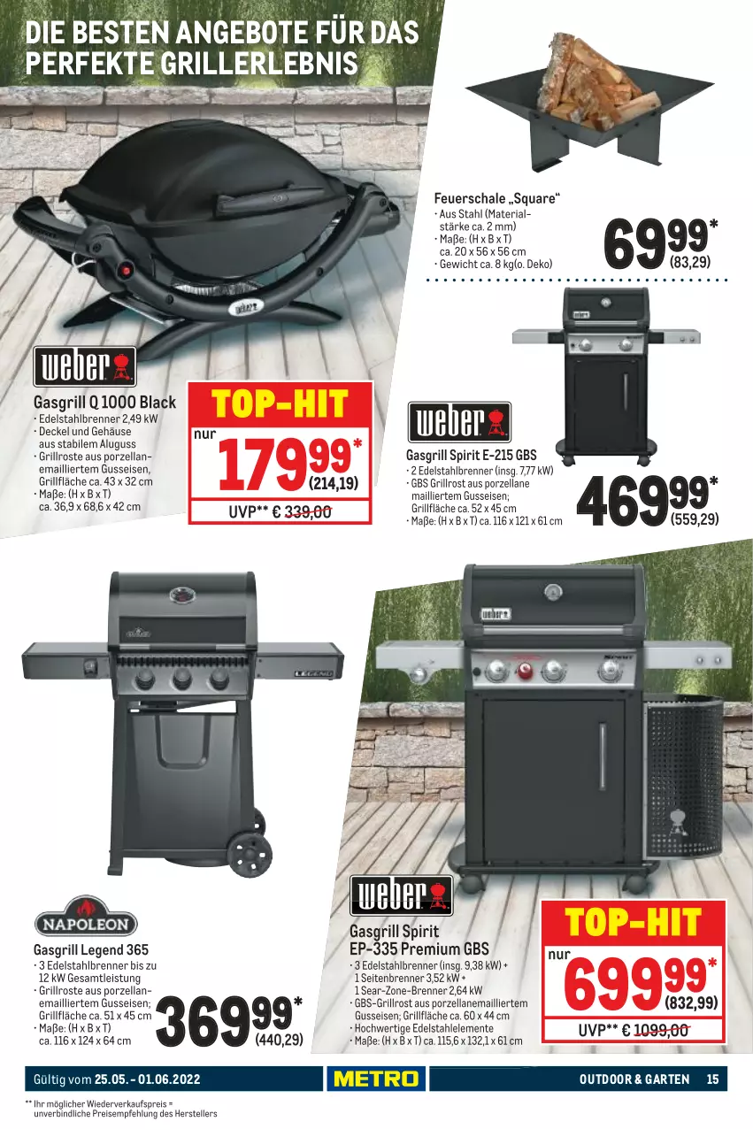 Aktueller Prospekt Metro - NonFood - von 25.05 bis 01.06.2022 - strona 15 - produkty: angebot, angebote, decke, Deckel, edelstahl, eis, elle, ente, feuerschale, Garten, gasgrill, grill, grillfläche, grillrost, lack, reis, Ria, Schal, Schale, teller, Ti, top-hit