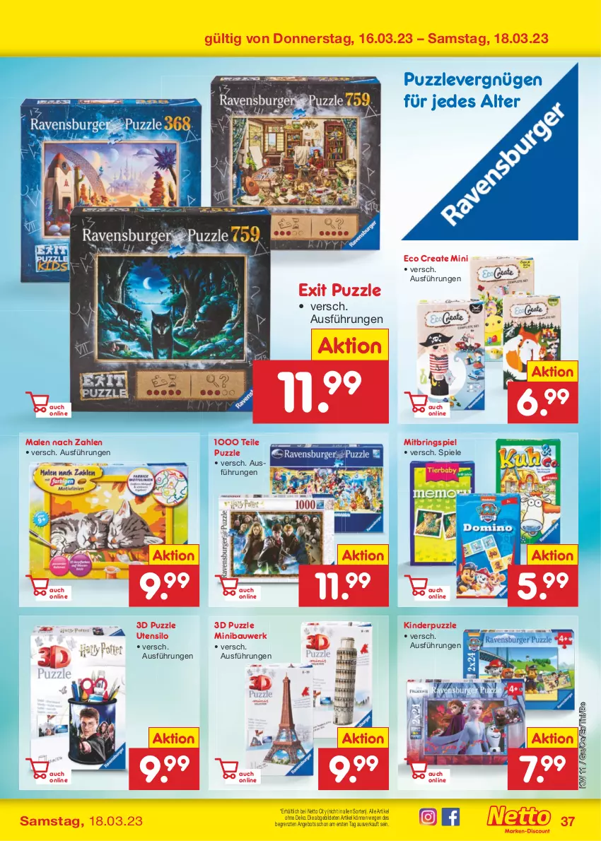 Aktueller Prospekt Netto Marken-Discount - Filial-Angebote - von 13.03 bis 18.03.2023 - strona 37 - produkty: angebot, Bau, Kinder, Puzzle, ring, Spiele, Ti, ZTE