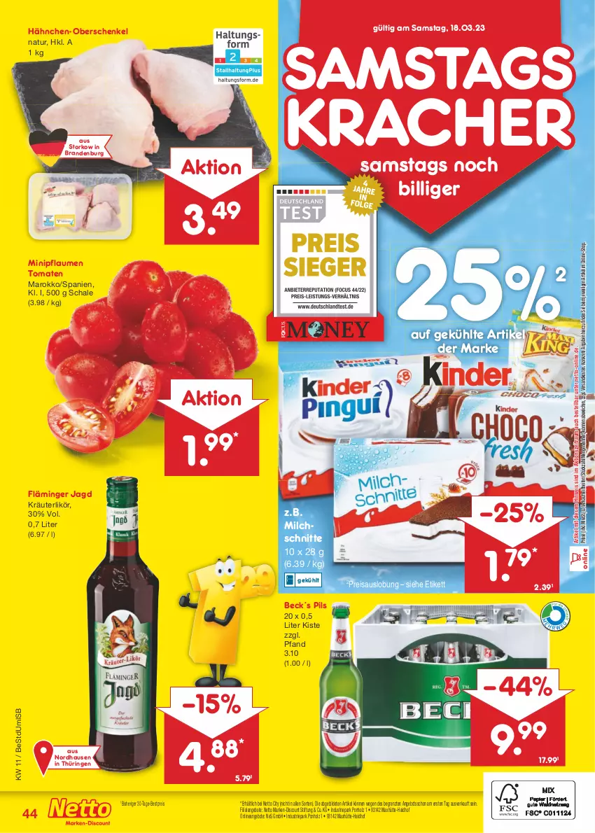 Aktueller Prospekt Netto Marken-Discount - Filial-Angebote - von 13.03 bis 18.03.2023 - strona 44 - produkty: angebot, angebote, bestpreis, discount, eis, henkel, Holz, kracher, kräuter, kräuterlikör, likör, marken-discount, milch, Milchschnitte, natur, ndk, pflaume, pflaumen, pils, reis, ring, Schal, Schale, schenkel, Ti, tomate, tomaten, ZTE