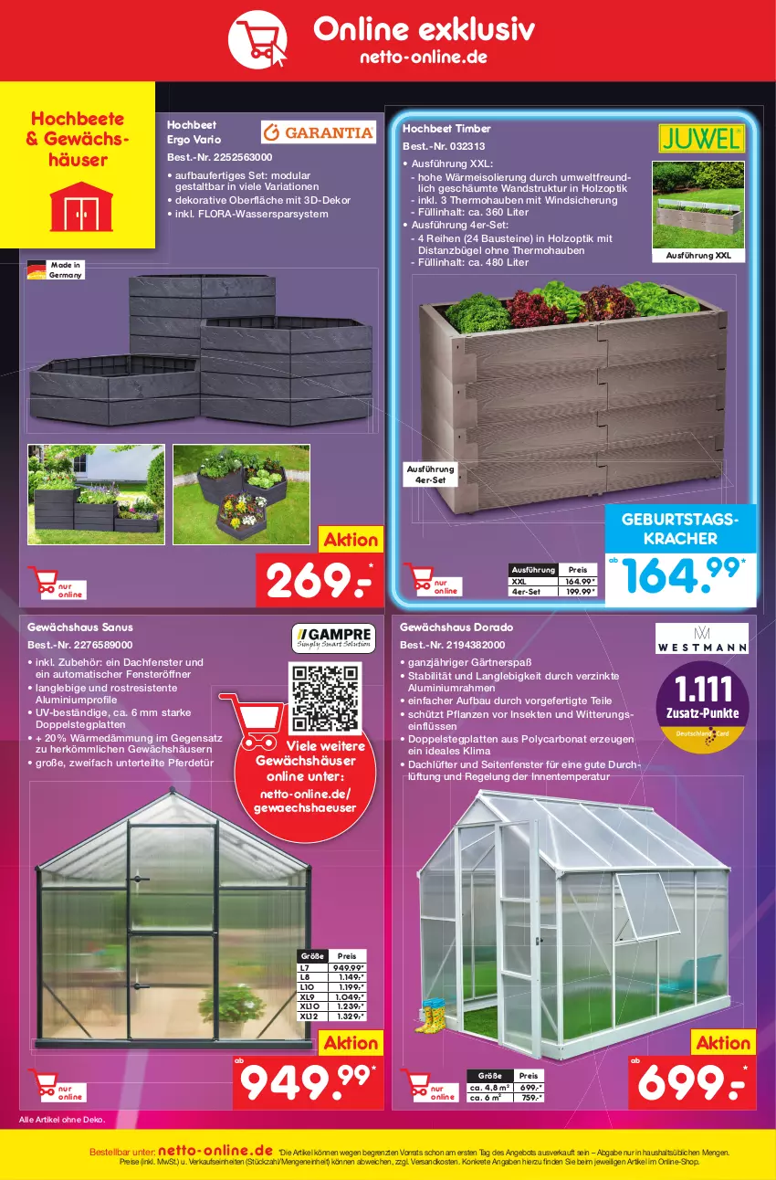 Aktueller Prospekt Netto Marken-Discount - Filial-Angebote - von 13.03 bis 18.03.2023 - strona 48 - produkty: angebot, aust, auto, Bau, Bona, bügel, eis, ente, erde, fenster, Germ, Gewächshaus, Holz, kracher, latte, ndk, pflanze, pflanzen, reis, Ria, sekt, telefon, Ti, tisch, wasser, ZTE