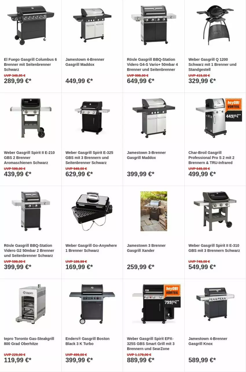 Aktueller Prospekt Obi - Prospekte - von 12.09 bis 20.09.2023 - strona 16 - produkty: char-broil, enders, gasgrill, grill, lack, rösle, steak, tepro, Ti, weber, Yo