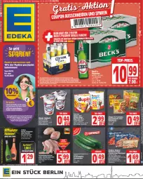 Gazetka promocyjna Edeka - Angebote der Woche - Gazetka - ważna od 14.10 do 14.10.2023 - strona 1 - produkty: angebot, Becher, beck's, beko, beutel, braten, Brei, corona, corona extra, coupon, deka, duplo, ecco, eis, elle, flasche, frizzante, frucht, gin, gurke, gurken, Kinder, küche, maggi, maggi fix, Ofen, original wagner, penne, pils, pilsener, pizza, reis, rel, riegel, rosato, rustipani, saft, salami, salat, Salatgurke, salatgurken, schinken, schinkenbraten, schnitten, schoko, schokolade, schokoladen, spaghetti, steinofen, tee, Ti, top-preis, wagner, wein, ZTE