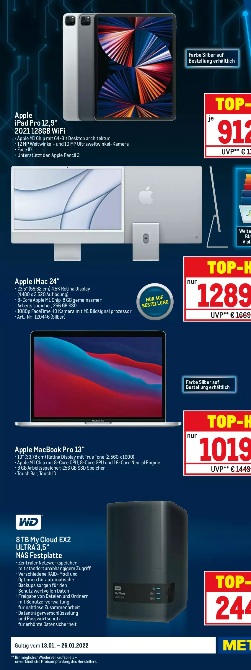 Aktueller Prospekt Metro - Technik Spezial - von 13.01 bis 26.01.2022 - strona 8 - produkty: Apple, Apple AirTag, Apple Pencil, Apple Pencil 2, auto, beleuchtung, eis, elle, ente, festplatte, gin, Intel, ipad, ipad pro, iphone, kamera, latte, lautsprecher, mac, macbook, macbook pro, orange, ordner, reis, sac, Signal, Spiele, ssd, teller, Ti, tisch