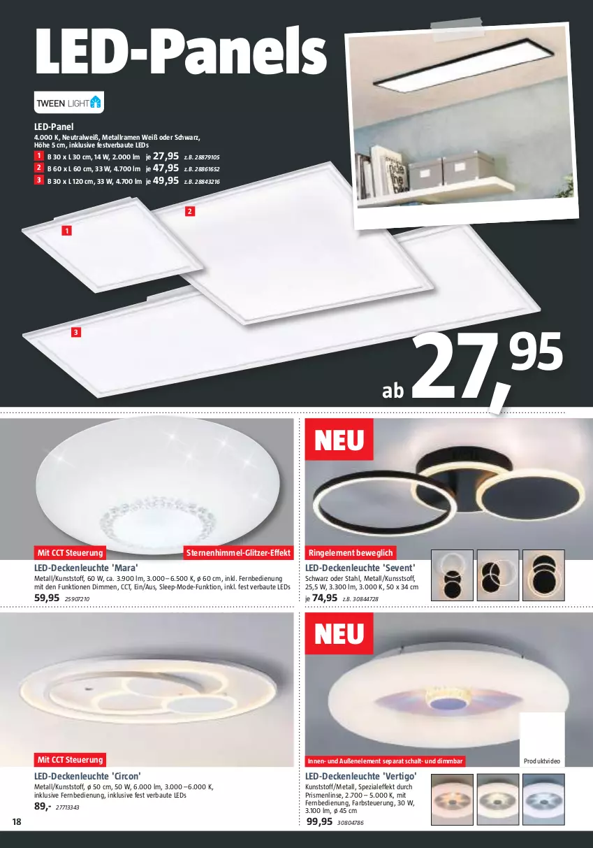 Aktueller Prospekt Bauhaus - Prospekte - von 30.09 bis 28.10.2023 - strona 18 - produkty: Bau, decke, deckenleuchte, deo, fernbedienung, led-deckenleuchte, leds, Leuchte, mit fernbedienung, Mode, ring, Schal, Spezi, Ti