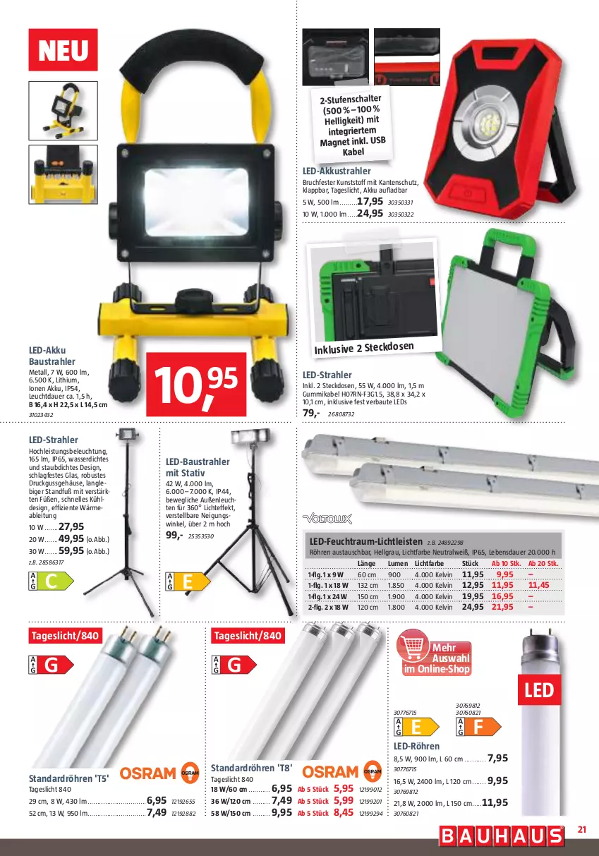 Aktueller Prospekt Bauhaus - Prospekte - von 30.09 bis 28.10.2023 - strona 21 - produkty: akku, auer, aust, Bau, beleuchtung, eis, elle, ente, gsw, leds, Leuchte, leuchten, LG, steckdose, Ti, wasser