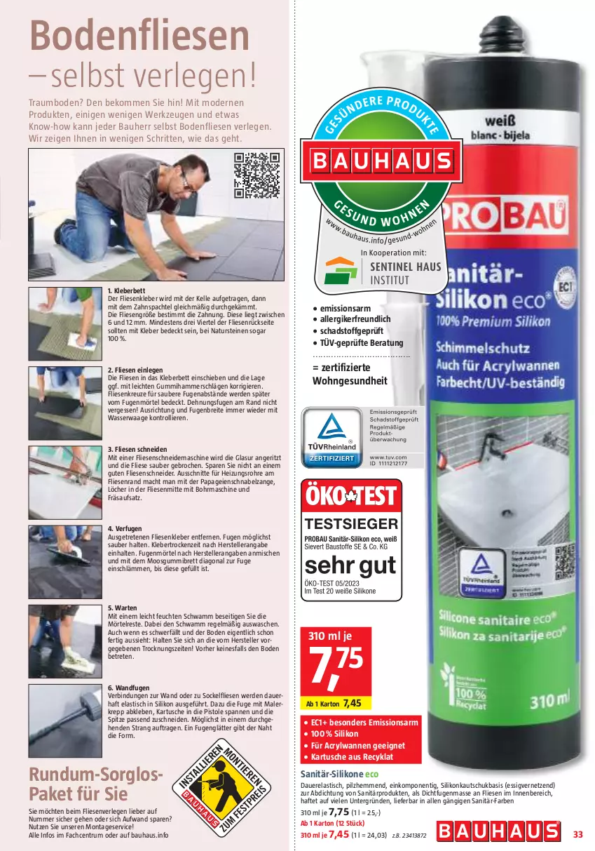 Aktueller Prospekt Bauhaus - Prospekte - von 30.09 bis 28.10.2023 - strona 33 - produkty: asti, auer, Bau, beko, bett, bodenfliese, Brei, elle, erde, essig, Fugenglätter, Gesundheit, kleber, mac, Mode, natur, naturstein, rel, rum, schwamm, spachtel, teller, Ti, tisch, trolli, Waage, Wanne, wasser, werkzeug, werkzeuge