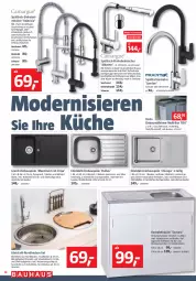 Gazetka promocyjna Bauhaus - Prospekte - Gazetka - ważna od 28.10 do 28.10.2023 - strona 14 - produkty: armatur, Bau, brause, Brei, edelstahl, eimer, einbauspüle, Einhebelmischer, garnitur, Germ, geschirr, Holz, korb, küche, leimer, Mode, schlauch, schläuche, schneidebrett, Schrank, Spültischarmatur, Ti, tisch, unterschrank