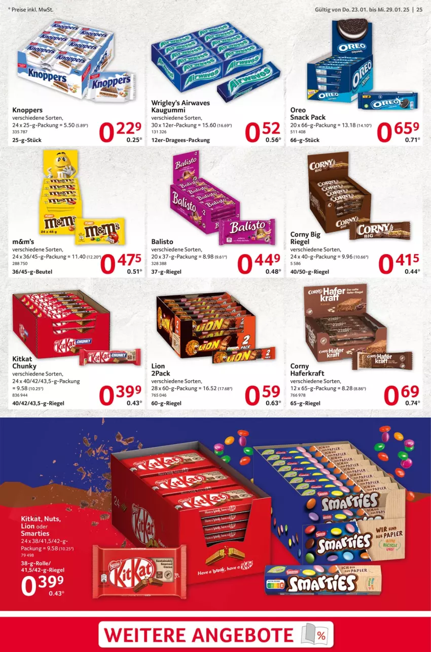 Aktueller Prospekt Selgros - Food - von 23.01 bis 29.01.2025 - strona 25 - produkty: balisto, beutel, corny, eis, hafer, kaugummi, kitkat, knoppers, kraft, lion, oreo, papier, reis, riegel, snack, Ti