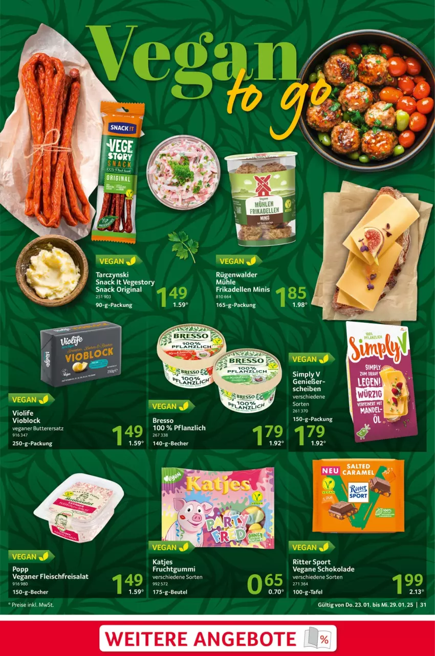 Aktueller Prospekt Selgros - Food - von 23.01 bis 29.01.2025 - strona 31 - produkty: angebot, angebote, Becher, beutel, bresso, butter, dell, eier, eis, elle, fleisch, frikadellen, gin, katjes, Popp, reis, rügenwalder, salat, schoko, schokolade, sim, snack, Ti