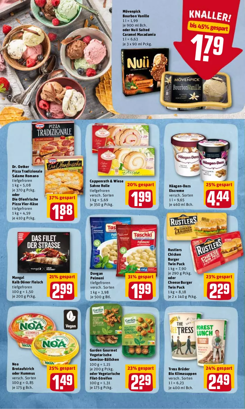 Aktueller Prospekt Rewe - REWE Ihr Kaufpark - von 14.03 bis 19.03.2022 - strona 10 - produkty: aufstrich, bio, bourbon, bourbon vanille, brot, brotaufstrich, burger, caramel, coppenrath, creme, die ofenfrische, dovgan, Dr. Oetker, eis, eiscreme, filet, fleisch, garden gourmet, häagen-dazs, hummus, Käse, mac, macadamia, mövenpick, nuii, Ofen, pelmeni, pizza, pizza tradizionale, reifen, sahne, salame romano, suppe, suppen, Ti, tradizionale, vanille, Vegeta