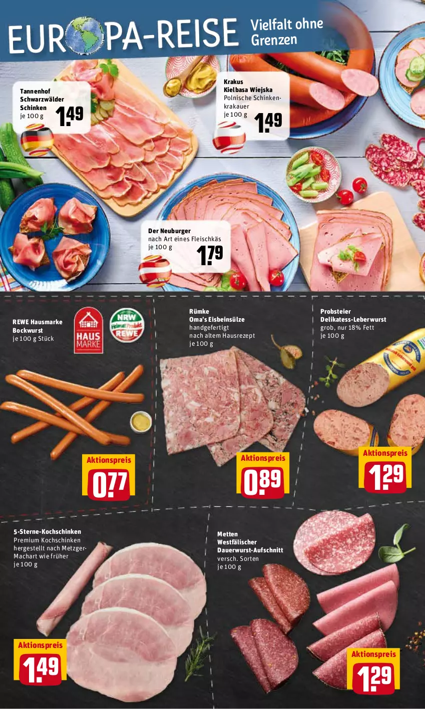 Aktueller Prospekt Rewe - REWE Ihr Kaufpark - von 14.03 bis 19.03.2022 - strona 6 - produkty: aktionspreis, auer, aufschnitt, bockwurst, burger, eier, eis, fleisch, hausmarke, kochschinken, krakauer, leberwurst, mac, Mett, metten, Neuburger, obst, reis, rewe hausmarke, rezept, schinken, schwarzwälder schinken, Ti, wurst