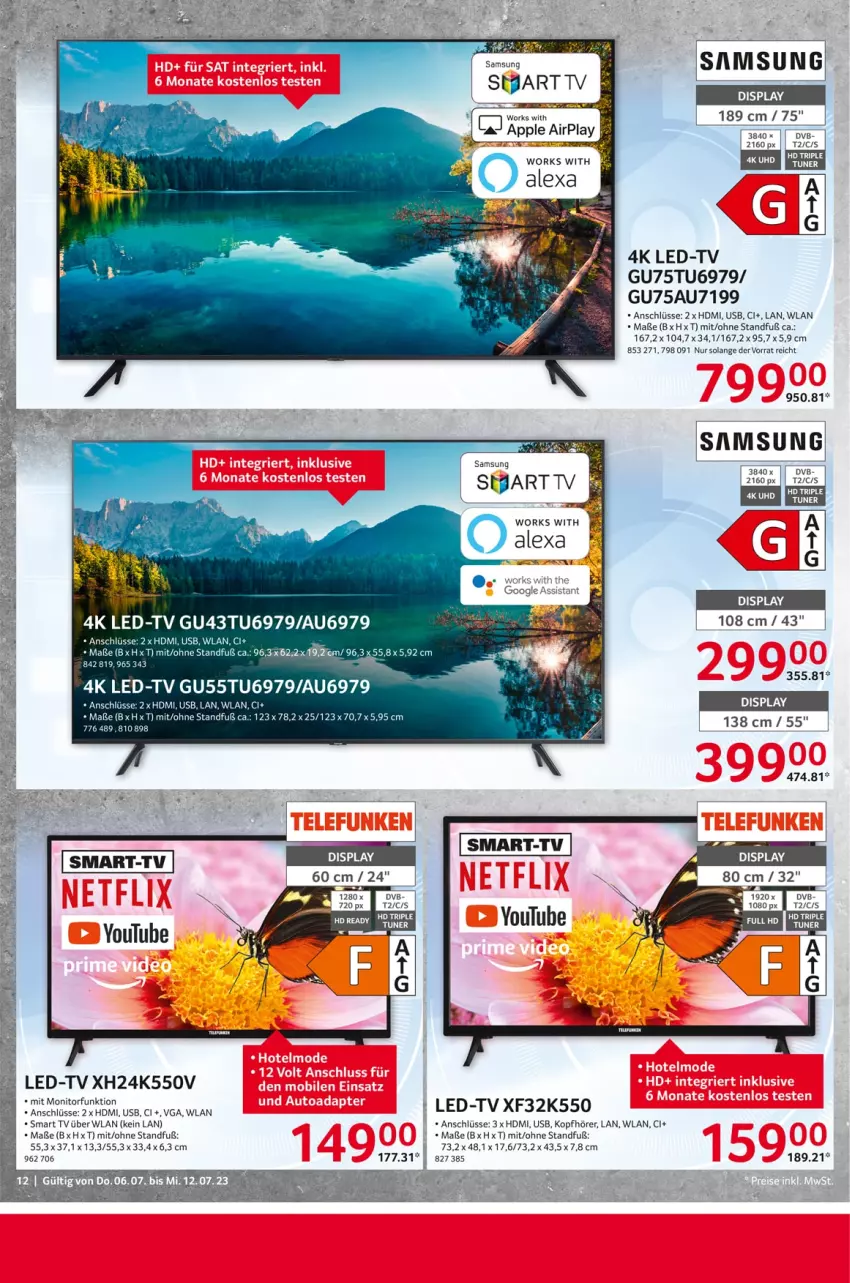 Aktueller Prospekt Selgros - Nonfood - von 06.07 bis 12.07.2023 - strona 12 - produkty: alexa, Apple, dvb, HDMI, kopfhörer, monitor, rel, Samsung, smart tv, tee, Ti, usb