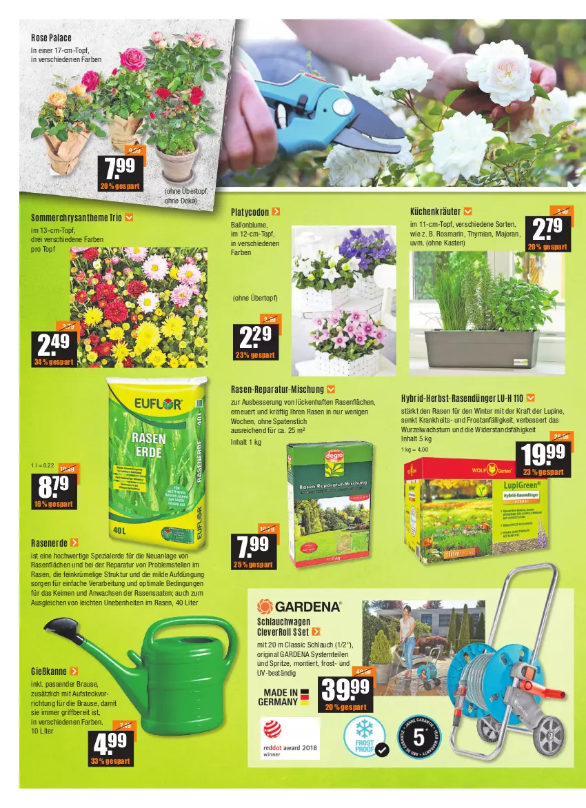 Aktueller Prospekt Vmarkt - V-Baumarkt - von 11.08 bis 17.08.2022 - strona 2 - produkty: ball, blume, brause, dünger, elle, erde, frosta, gardena, Gießkanne, gin, kraft, kräuter, küche, Küchen, rasen, rasendünger, Rasenerde, rosmarin, schlauch, schlauchwagen, senf, Spaten, Spezi, Ti, topf, übertopf, usb