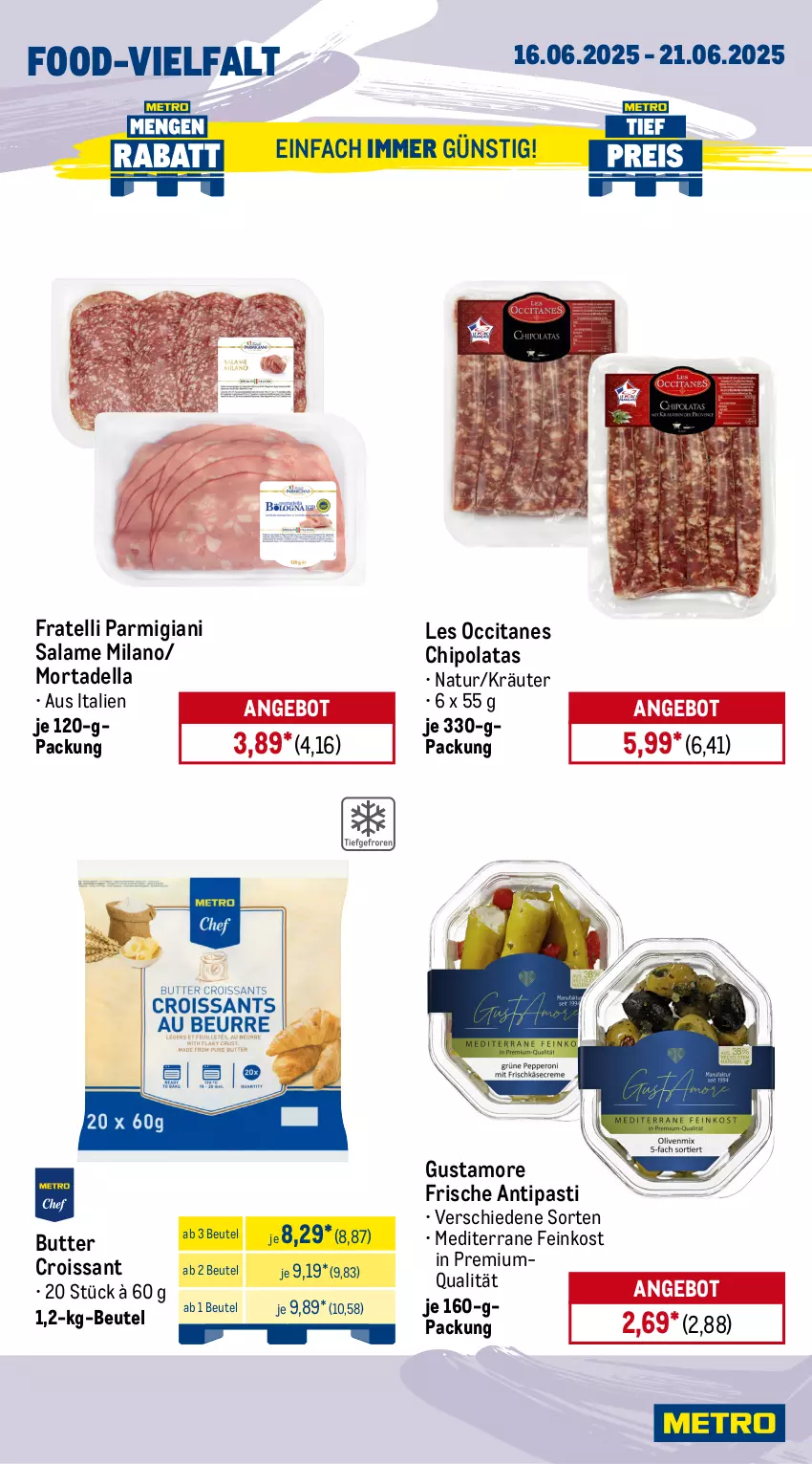 Aktueller Prospekt Metro - Wochen-Angebote - von 16.06 bis 21.06.2025 - strona 10 - produkty: angebot, antipasti, asti, auer, barilla, beutel, butter, chupa, chupa chups, coupon, Croissant, dell, eis, feinkost, flasche, gin, Gläser, gurke, gurken, Konserven, kräuter, Lutscher, mortadella, natur, olive, oliven, olivenöl, olivenöl extra, pesto, reis, salat, salate, spreewald-feldmann, Ti