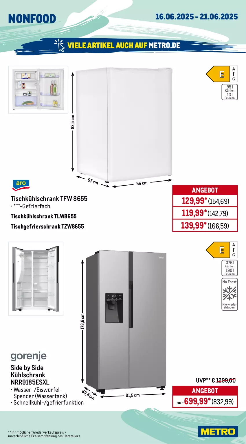 Aktueller Prospekt Metro - Wochen-Angebote - von 16.06 bis 21.06.2025 - strona 20 - produkty: angebot, eis, eiswürfel, elle, gefrierfach, gefrierschrank, kühlschrank, Metro, reis, Schrank, teller, Ti, tisch, wasser, wassertank, würfel
