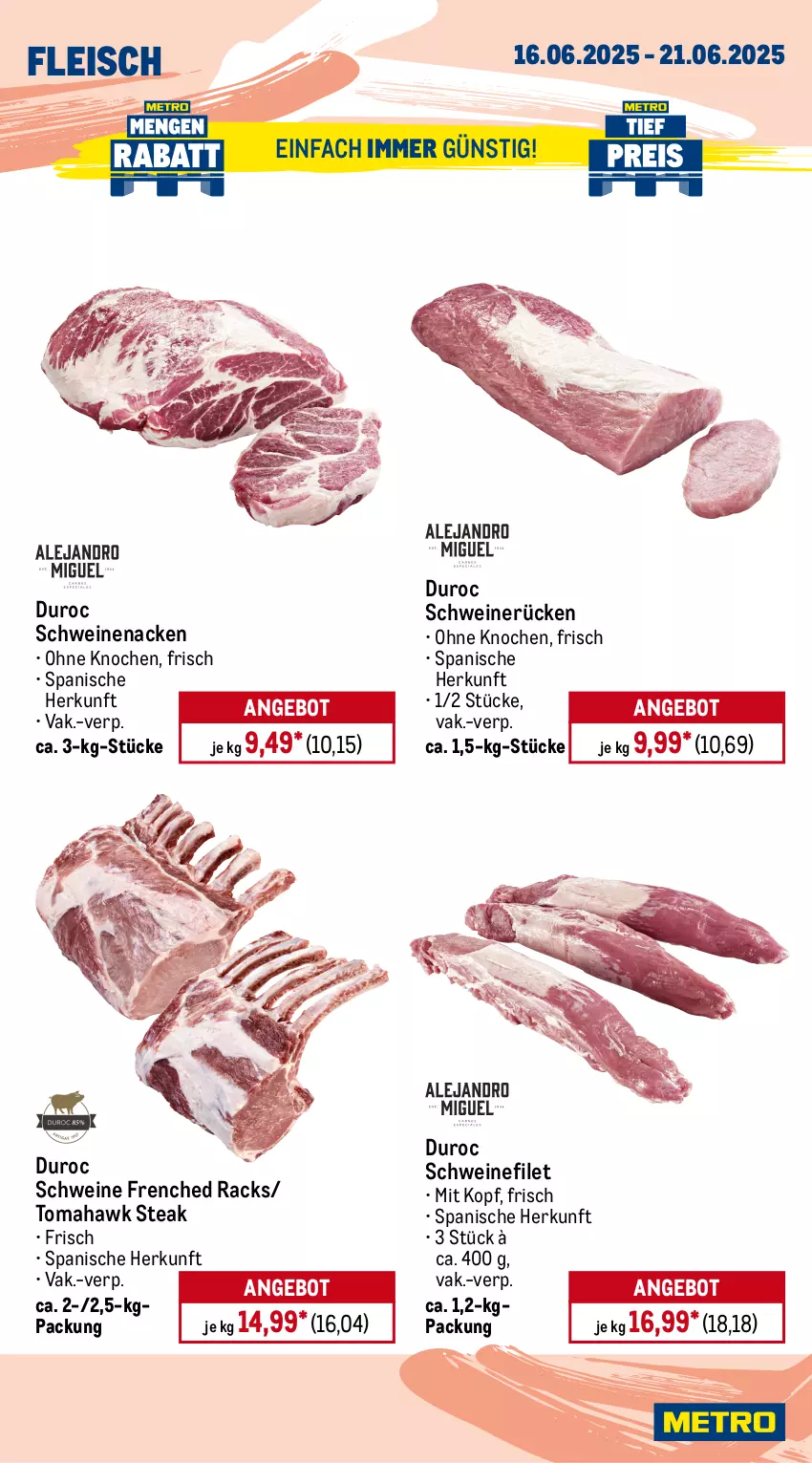 Aktueller Prospekt Metro - Wochen-Angebote - von 16.06 bis 21.06.2025 - strona 4 - produkty: Abtei, angebot, angebote, aqua, eis, filet, filets, fisch, fleisch, frischfisch, lachs, lachsfilet, Metro, reis, rwe, schwein, schweine, schweinefilet, schweinenacken, schweinerücken, steak, Steinbeißer, Steinbeißerfilet, Ti, tiefpreis, wein, weine, Wild, wolfsbarsch